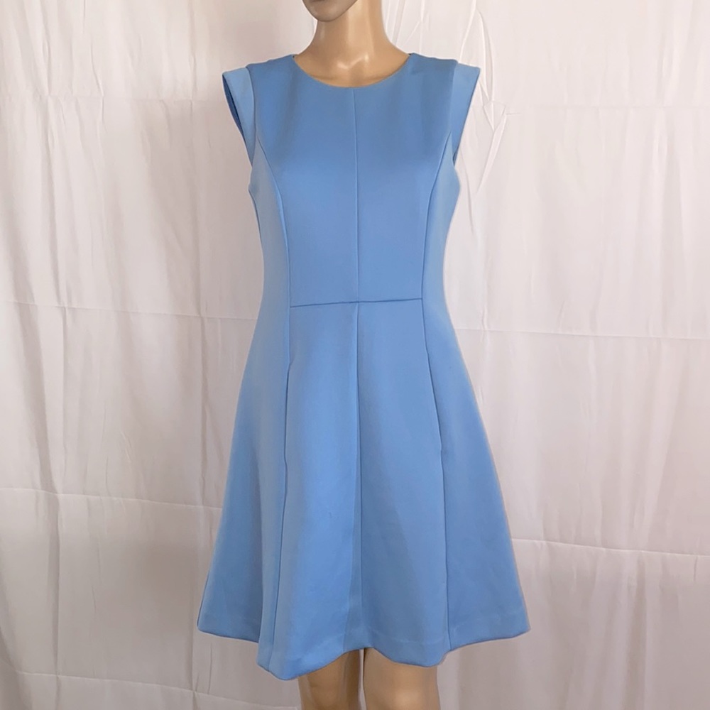 🦋🐳👗Classic Blue Sheath Fully Lined Dress Hidden Pockets Vince Camuto Size 4